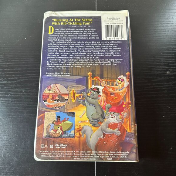 Walt Disneys The Aristocats Masterpiece VHS Rated G - Picture 2 of 5